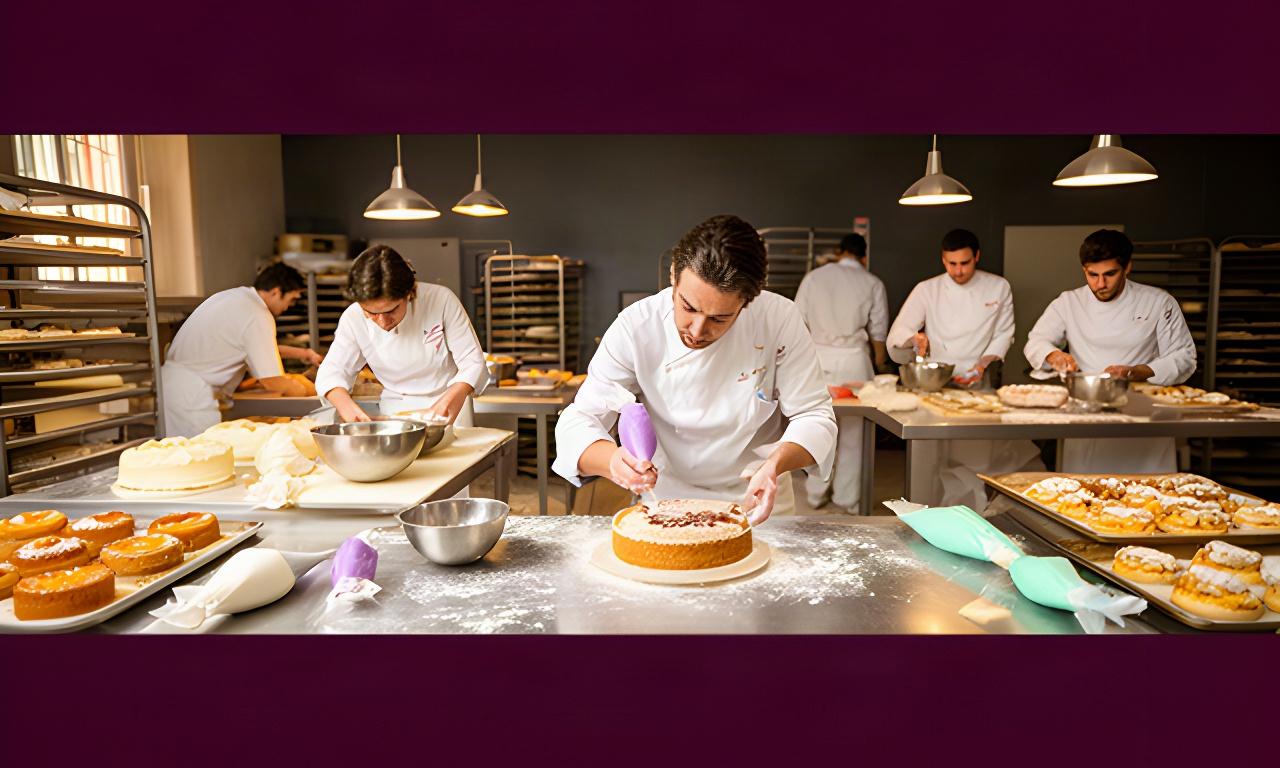 Equipo de pasteleros trabajando en el obrador de Sofía